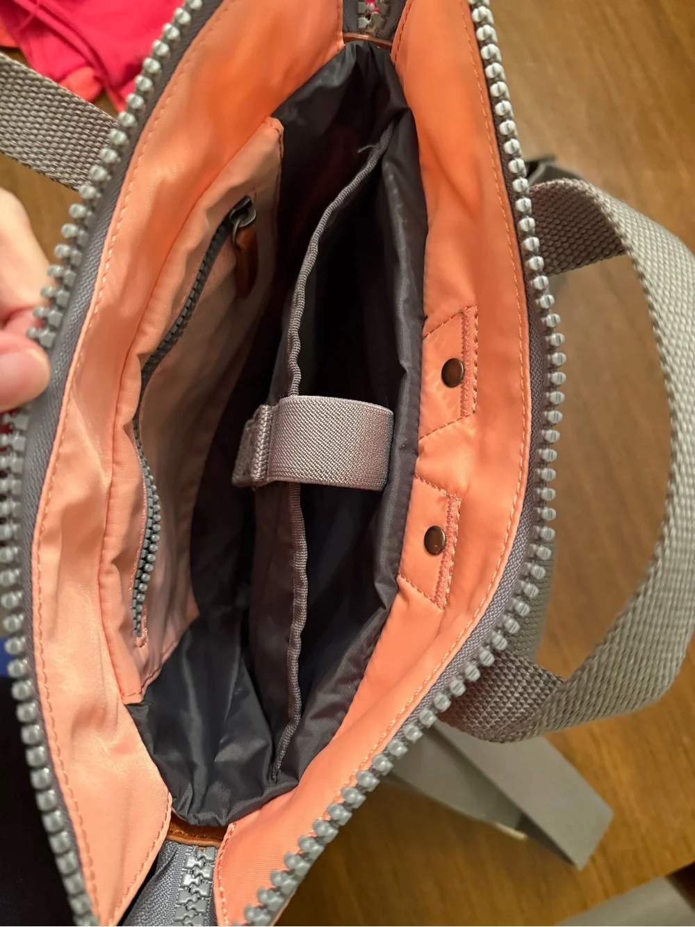 Ori London Pink Backpack Tote with Gray Straps